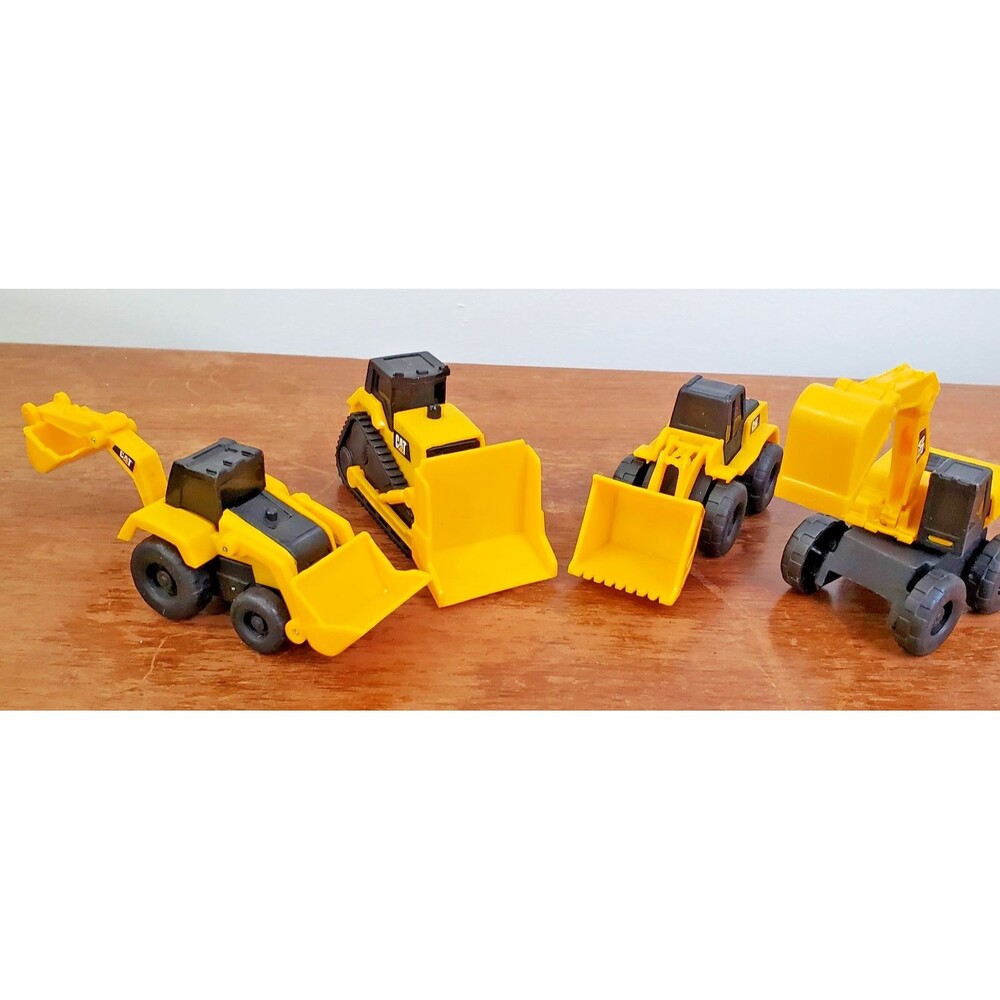 CAT Little Machines Toy Vehicle lot 4 Bulldoser Backhoe Digger Moving Parts 5"